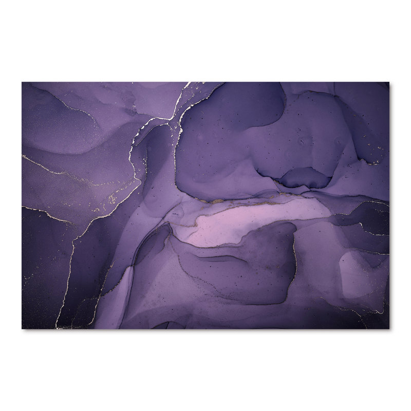 «Mauve et gris», nuages d'encre de marbre II - peinture sur toile, H 40 po x l 60 po x P 1,5 po, Toile tendue