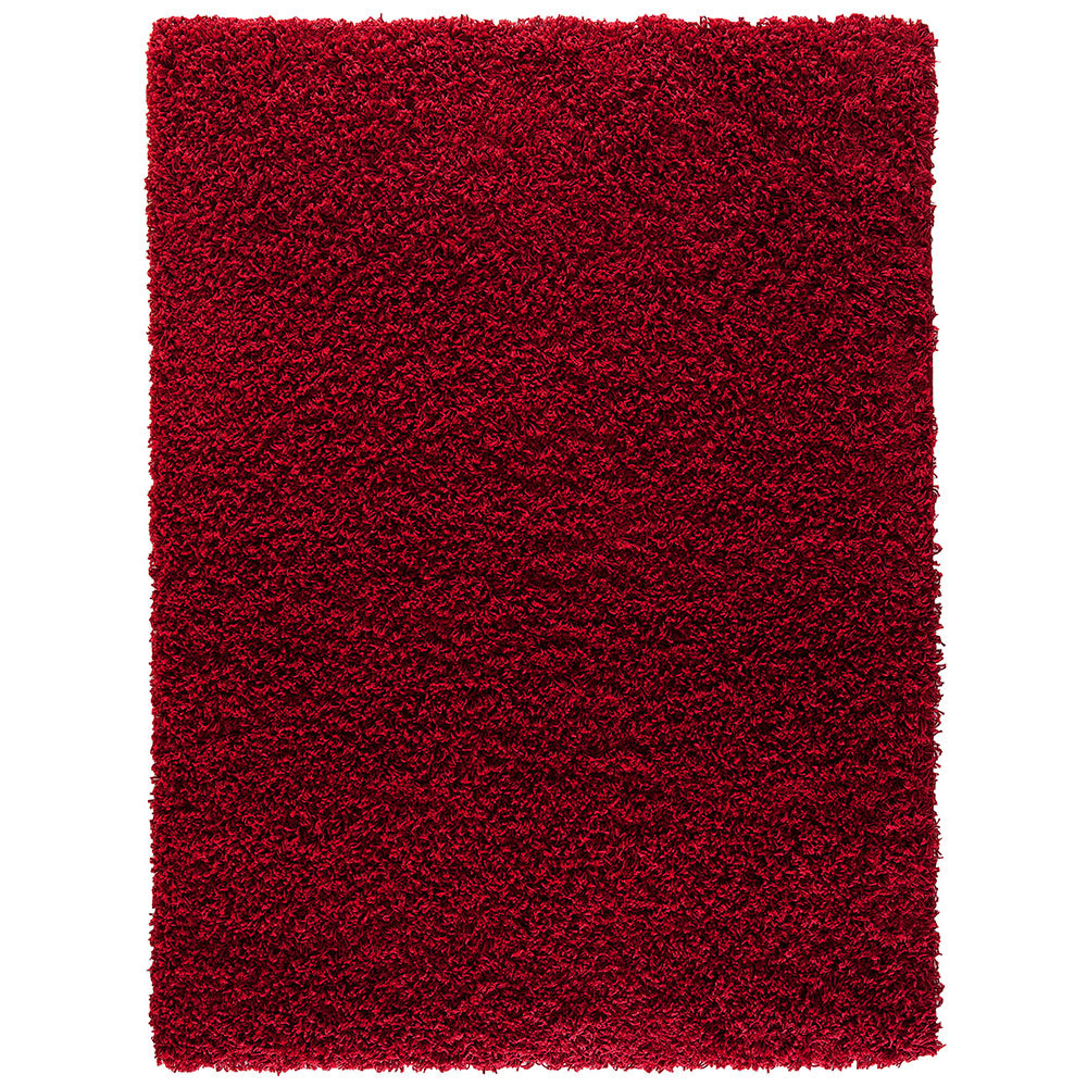 Verona Thick Red Shaggy Area Rug – Soft Pile, Non-Slip, Durable Polypropylene Carpet for Living Room, Bedroom & Hallway