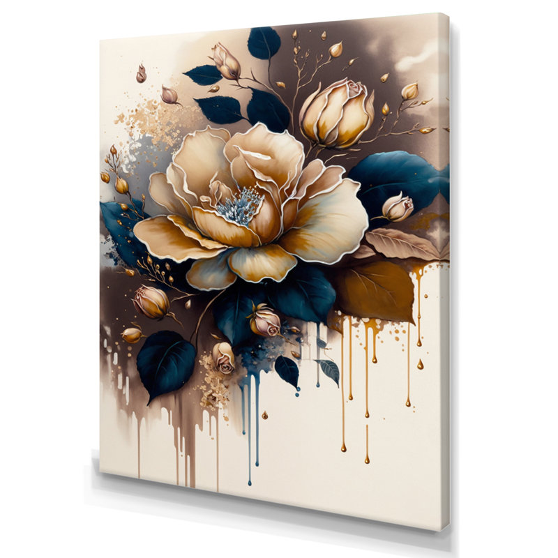 Art sur toile rose et brune, H 44 po x l 34 po x P 1,5 po, Toile tendue