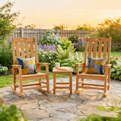 Oversized High-Back HIPS Outdoor Rocking Chair All-Weather Patio Porch Rocker - Waterproof & Moisture-Proof