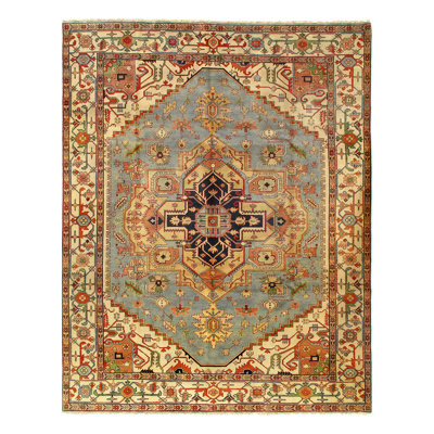 Wool Southwestern Area Rug in Ivory/Rust