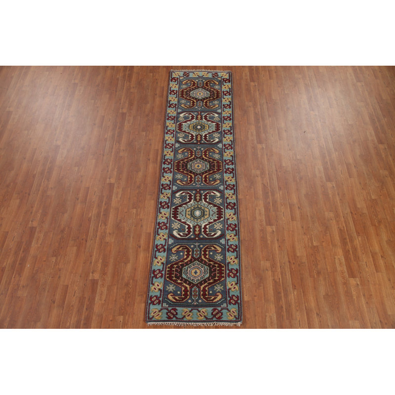 Tapis de couloir oriental bleu traditionnel 3 x 10