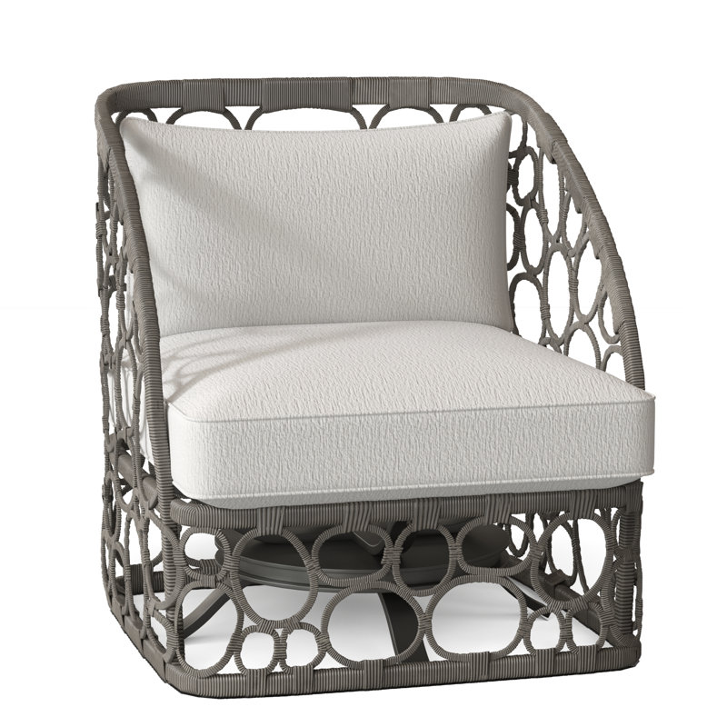 Bali Swivel Patio Chair with Cushions, Dove Gray, Light Grey Vinyl 6503-010