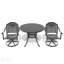 Ensemble de salle à manger 3 pièces en aluminium coulé résistant aux intempéries avec chaises pivotantes et table ronde, élégant et durable pour l'extérieur