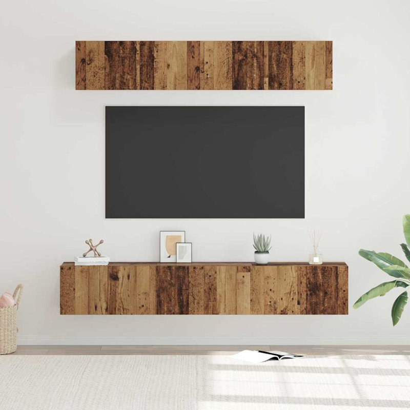 TV Cabinet Set 5 Pcs Medium, Old Wood, 30cm H x 80cm L x 30cm W