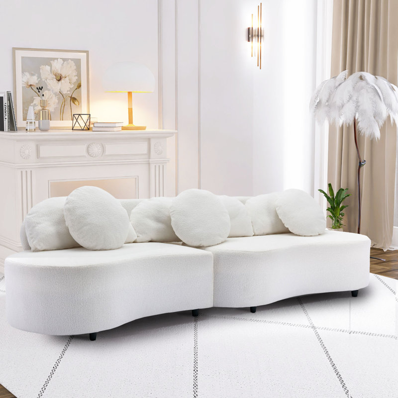 Jovanny Modern 103.9'' Living Room Sofa Pea Shaped Couch,sofa,couch, Beige Polyester