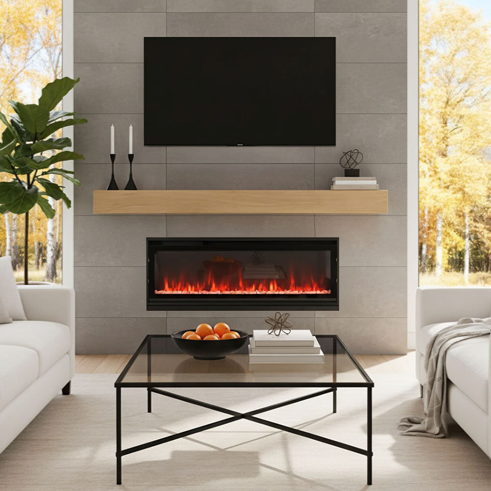 Metro Lane Black Electric Fireplace with 5120 BTU