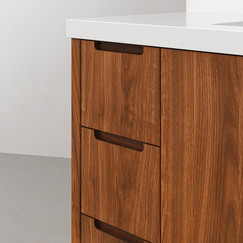 Sequoia 48 In. Single Sink Whitebrook Quartz Countertop Bath Vanity in Mango Wood, Noir Juglans