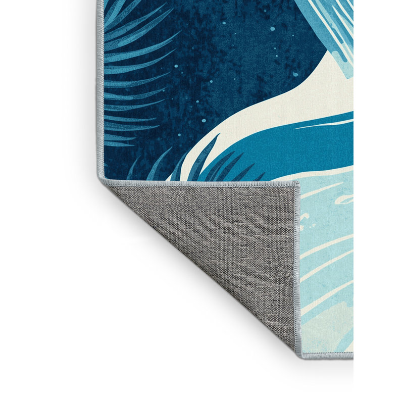 Tapis bleu ombré lavable à la machine Outhe, 2 pi x 3 pi