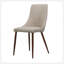 Ensemble de 2 chaises de salle à manger sans accoudoirs Mid-Century modernes en tissu, blé et noyer foncé