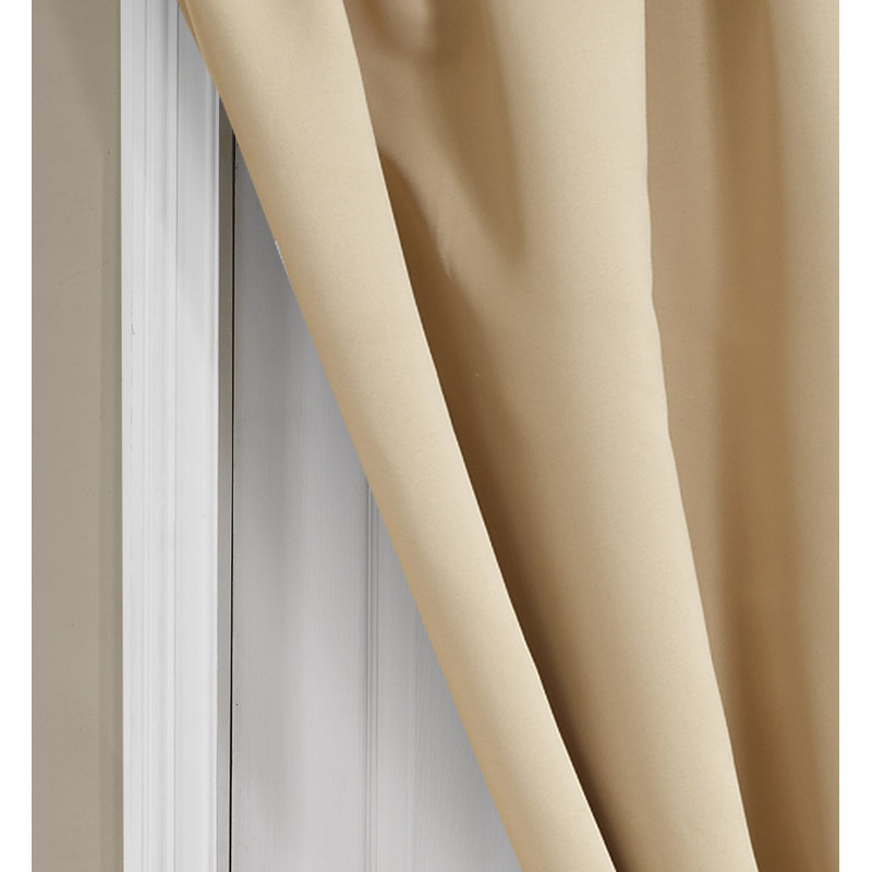 Cali Pencil Pleat Blackout Door Curtain Single Panel, Beige, 114cm Width x 213cm Drop