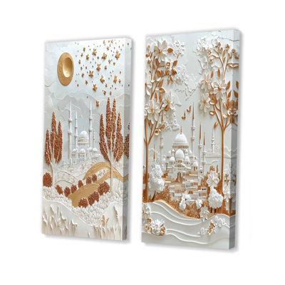 Gold Istanbul Countryside I - Turkey Wall Art 2 Pieces Set