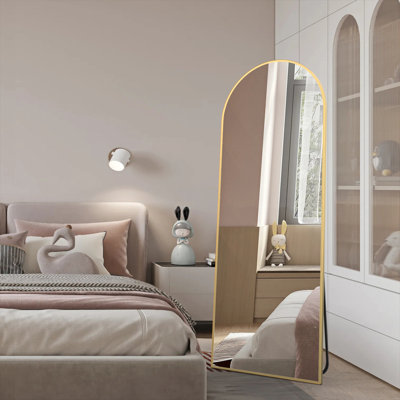 Harcrest Oval Magnififying Lighted Metal Framed Freestanding Full Length Mirror