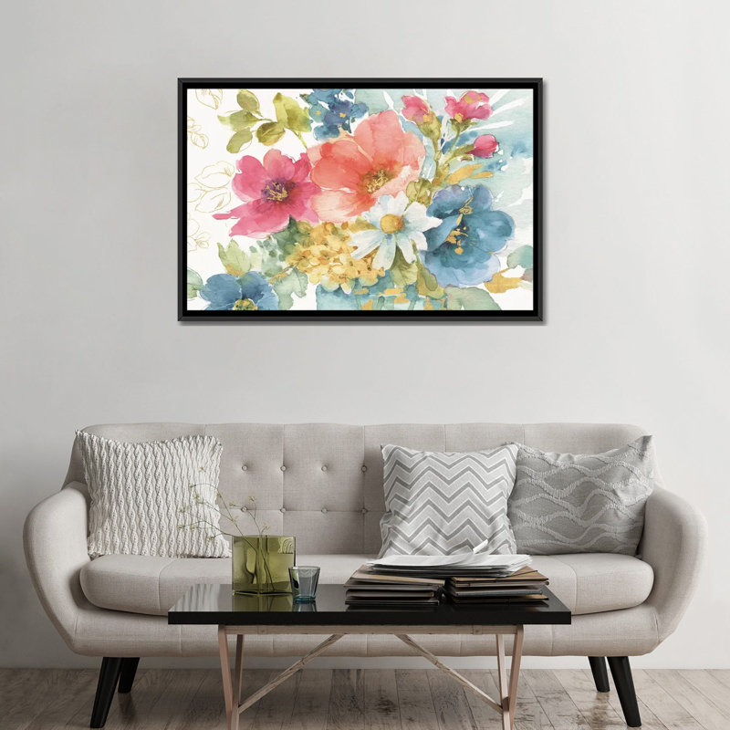 « my jardin bouquet i », impression sur toile, H 18 po x l 26 po x P 1,5 po, Toile avec cadre noir