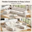 Canapé modulaire surdimensionné de 146,5 po Cloud, canapé large et profond, canapé en L avec repose-pieds blanc