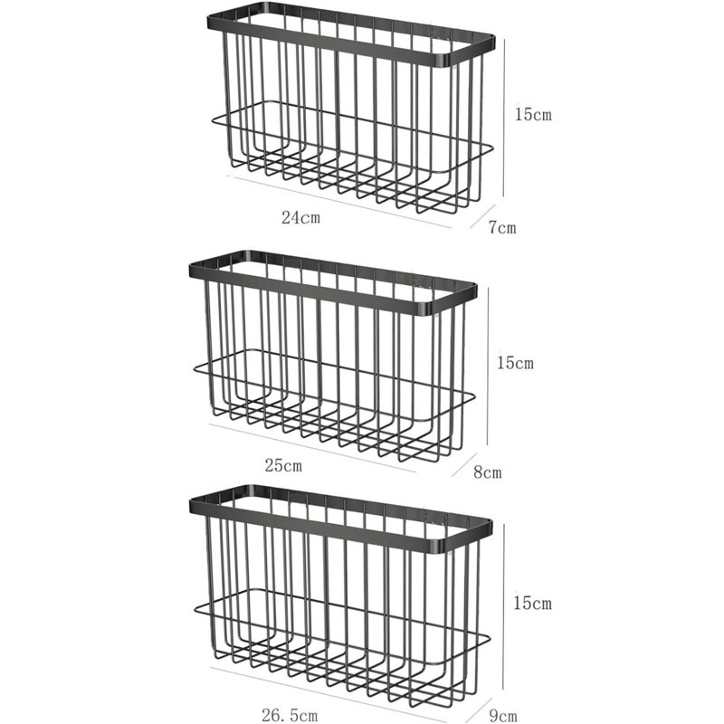 Ensemble de 3 boîtes de rangement pour porte d'armoire de cuisine - noir