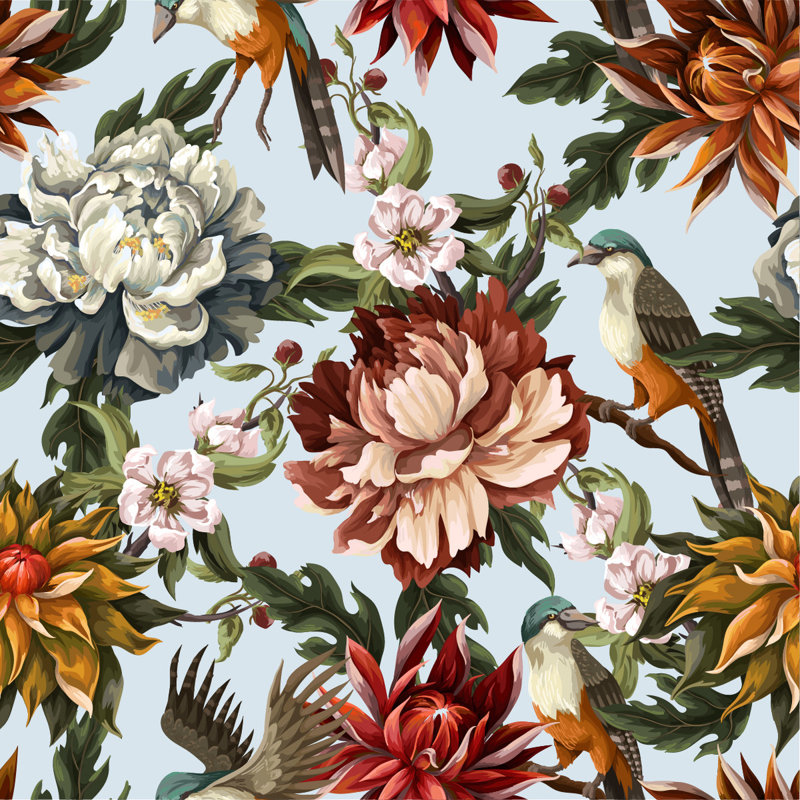 Floral Wall Mural, 8.33' W x 8.33' L
