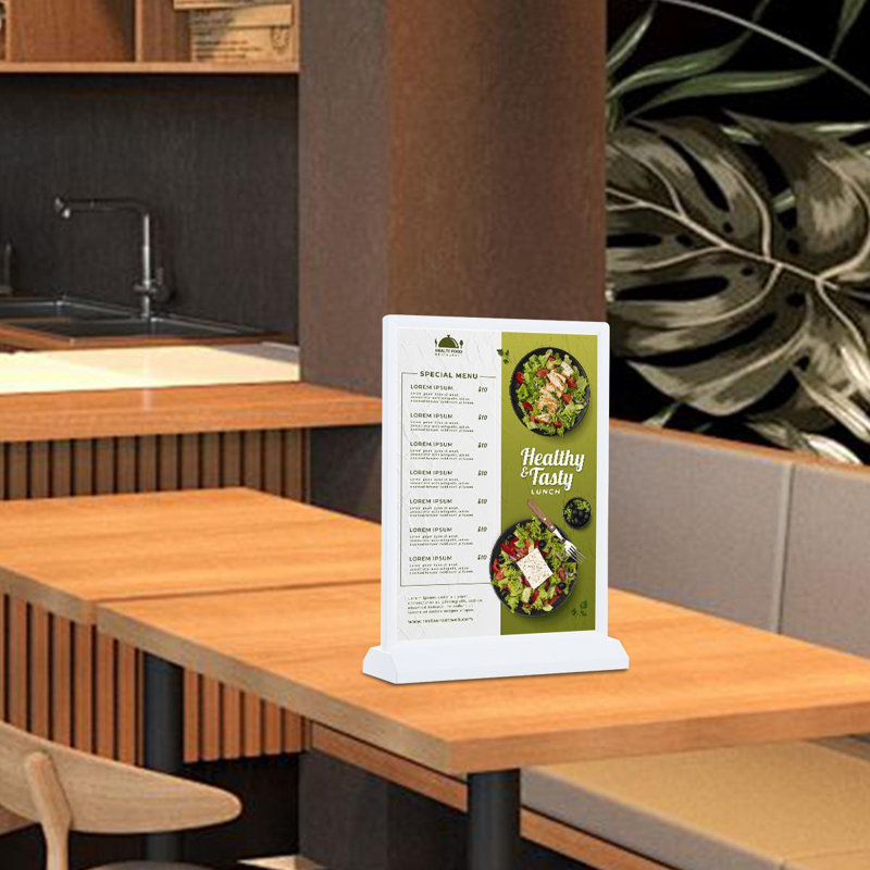 Porte-affiche de table à DEL, Blanc