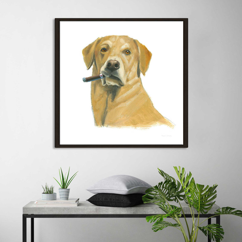 Les garçons I - reproduction sur toile, H 31,5 po x l 31,5 po x P 2 po, Cadre flottant espresso