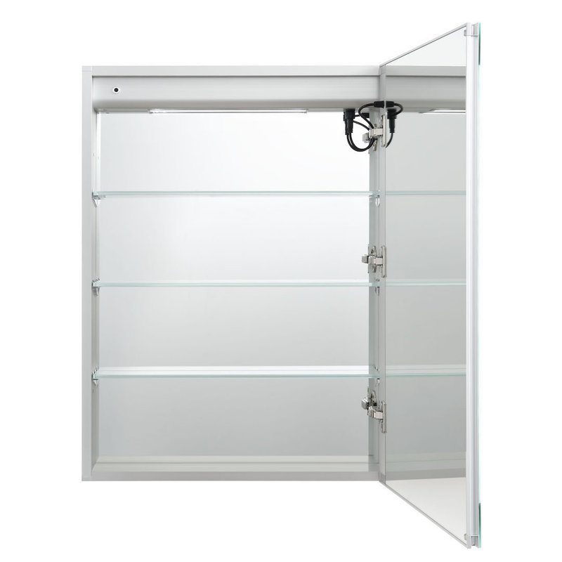 Recessed or Surface Mount Frameless LED Bathroom Medicine Cabinet with 3 Adjustable Shelves and LED Lighting, Right