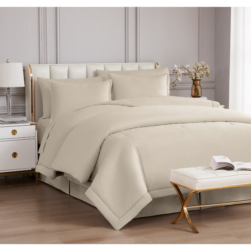 Ensemble d'édredon en microfibre - Comprend un édredon et des taies décoratives, Vanille française