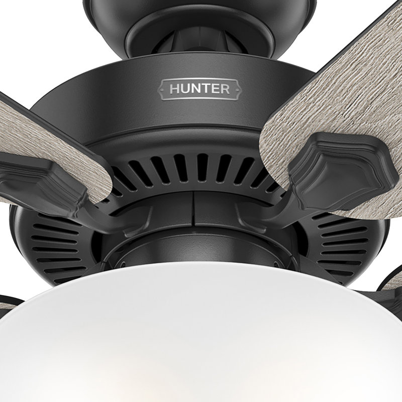 Ventilateur de plafond standard à 5 pales de 52 po avec lumières et chaîne de traction Swanson, Noir mat