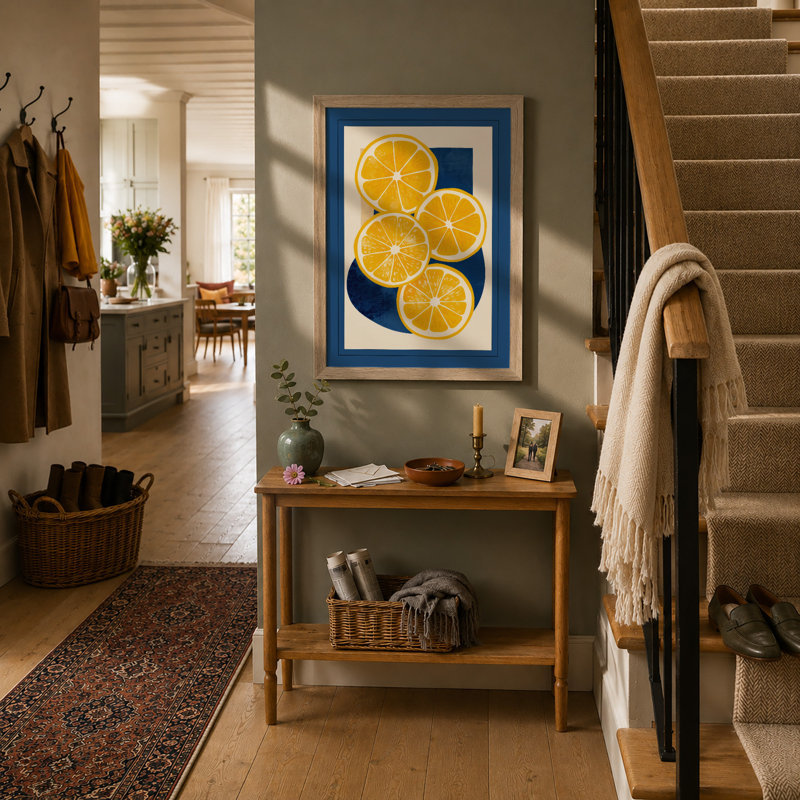 Sliced Oranges Geometric - Framed Print, A3 - 42.0 x 29.7 cm, Oak