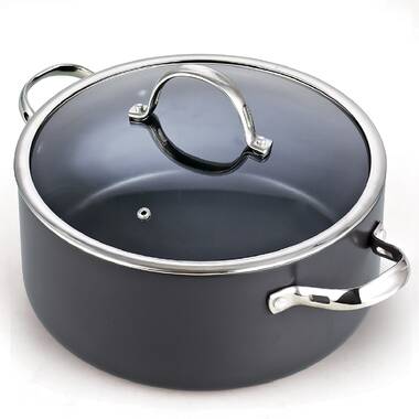 Better Chef 98580240M 6 qt. Round Aluminum Nonstick Dutch Oven in Gray with Glass Lid