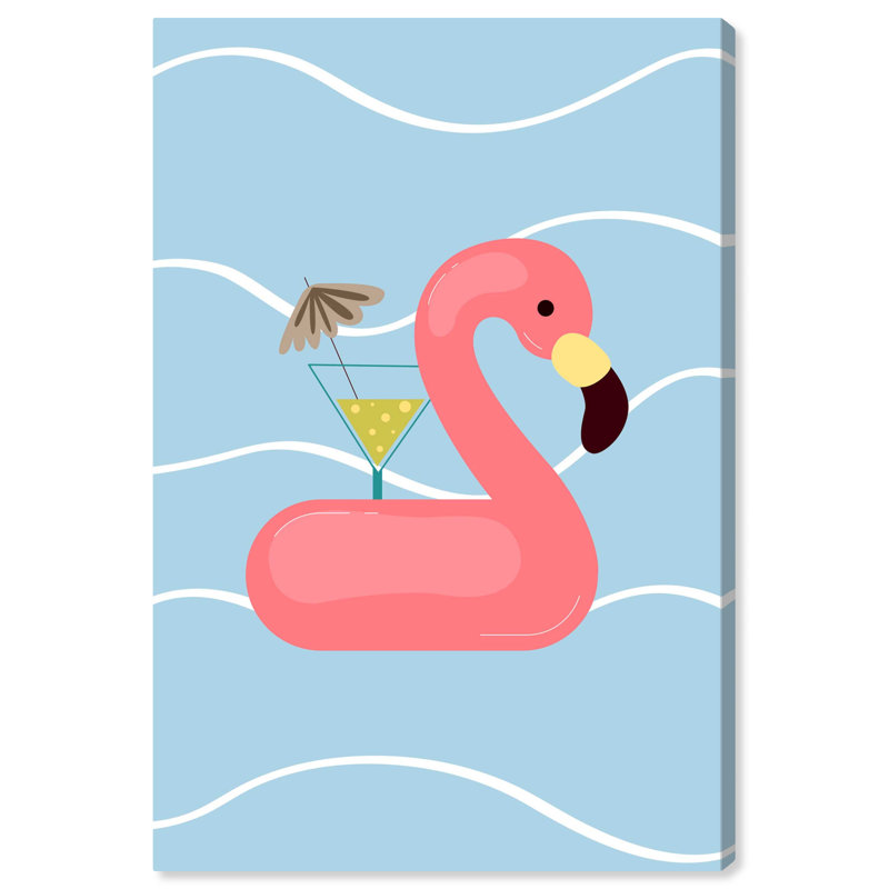 Flamant rose, impression sur toile tendue, H 24 po x l 16 po x P 0,75 po