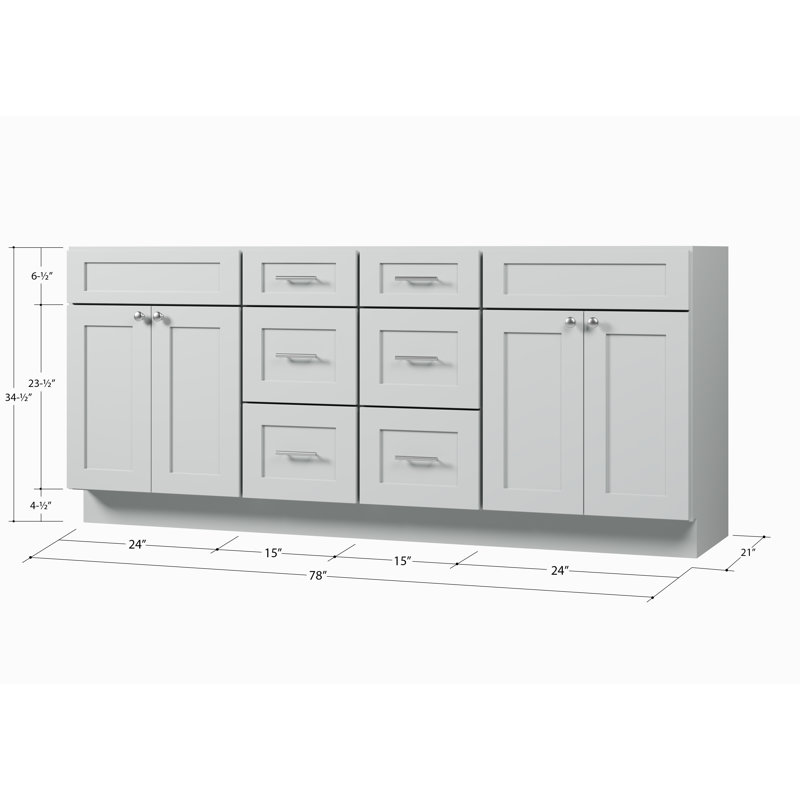 Disar 78'' Double Bathroom Vanity Base only, Gray