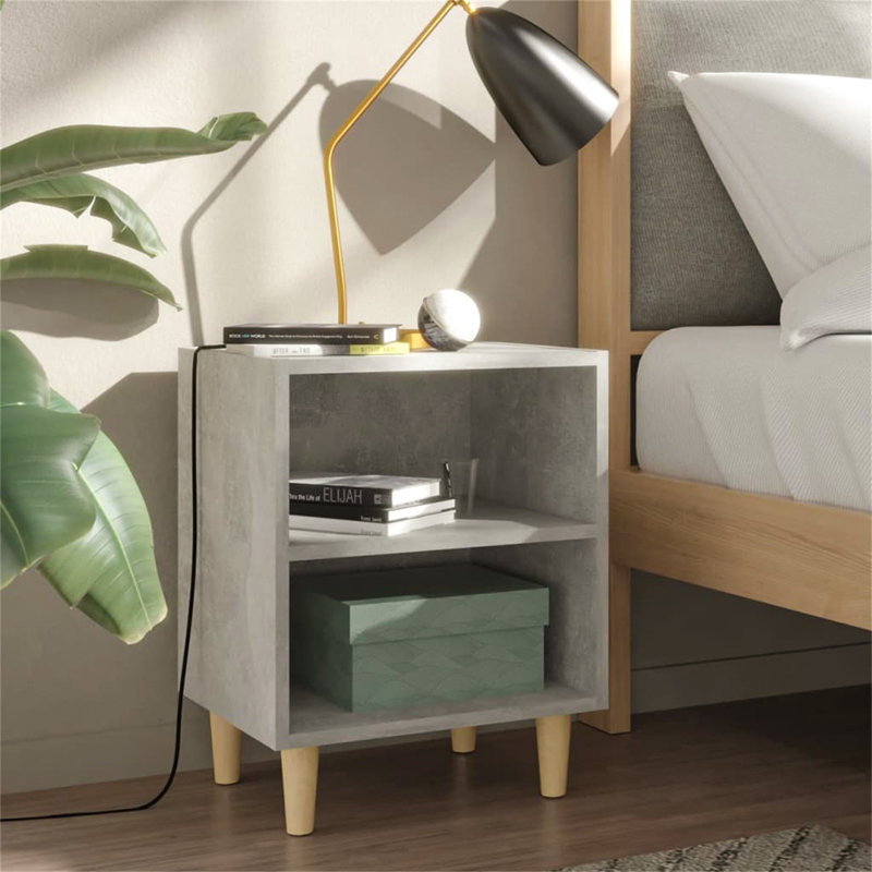 Sheryl 40cm W Manufactured Wood Bedside Table, Light Grey, Individual