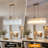 5-Light  Rectangular Linear Chandelier with Clear Textured Glass Tubes