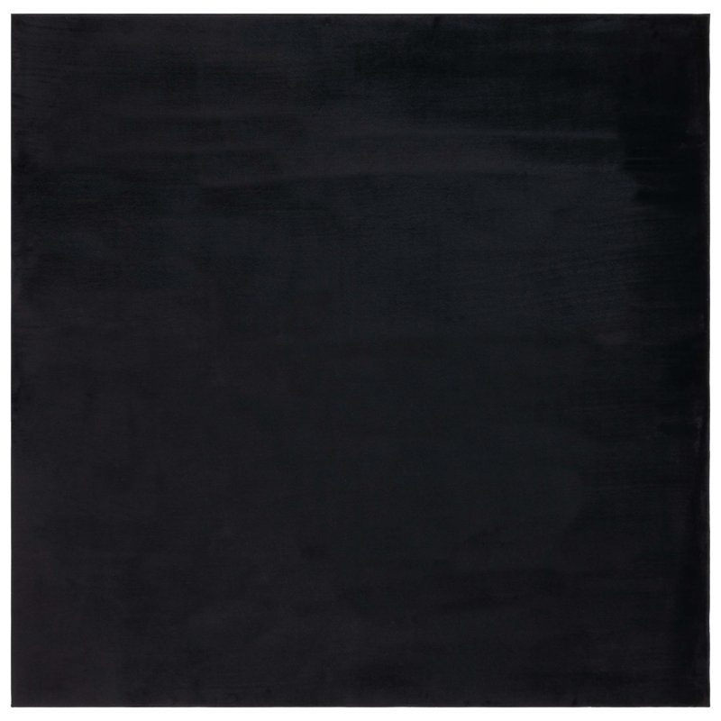 Devaris Faux Rabbit Fur Performance Machine Washable Solid Color Rug, Square 4'