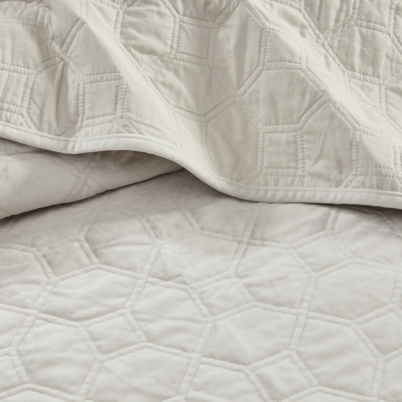 Courtepointe double / grand en velours 3 pièces - Matelassage géométrique pour une chambre à coucher relaxante et remplie de coton Lavable Confortable Paisible