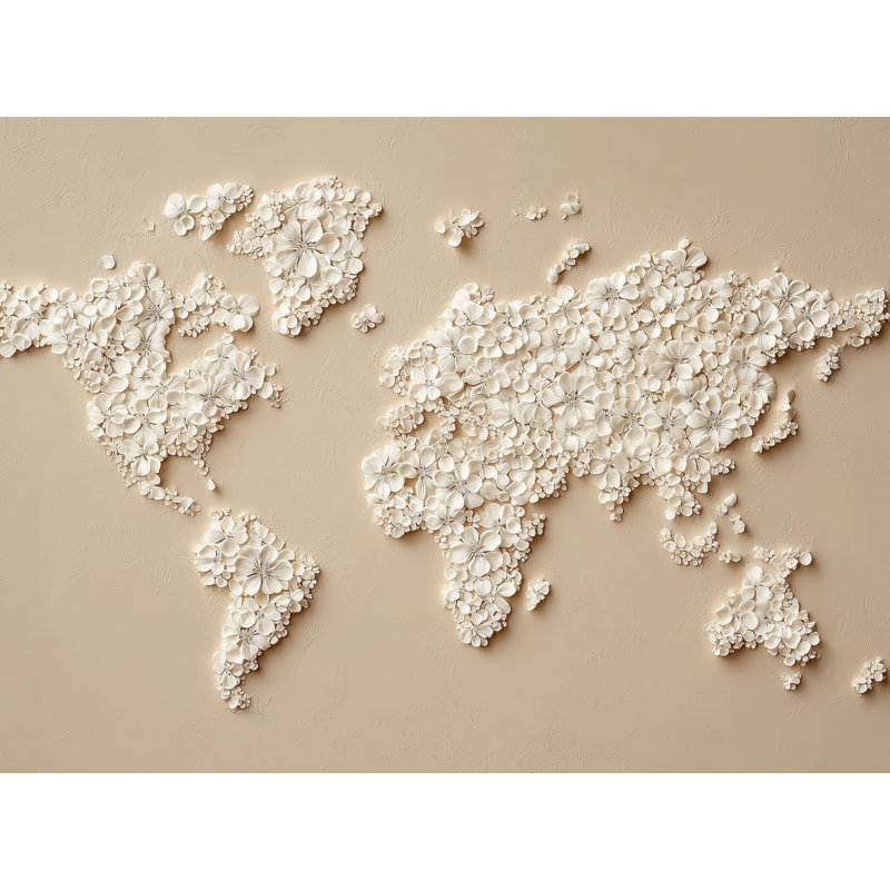 Papier peint carte du monde beige, décoration murale moderne, 160 po x 108 po, Non-Woven Nonpasted
