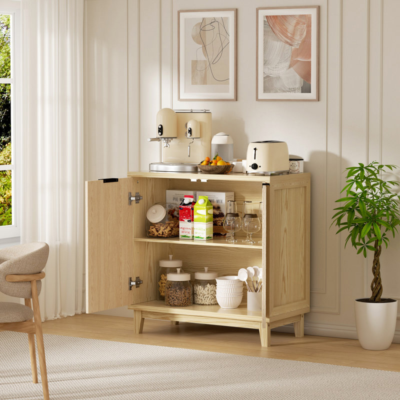 Armoire de rangement multifonctionnelle à 2 portes, H 31,5 po x l 31,5 po x P 15,7 po, Chêne / noir