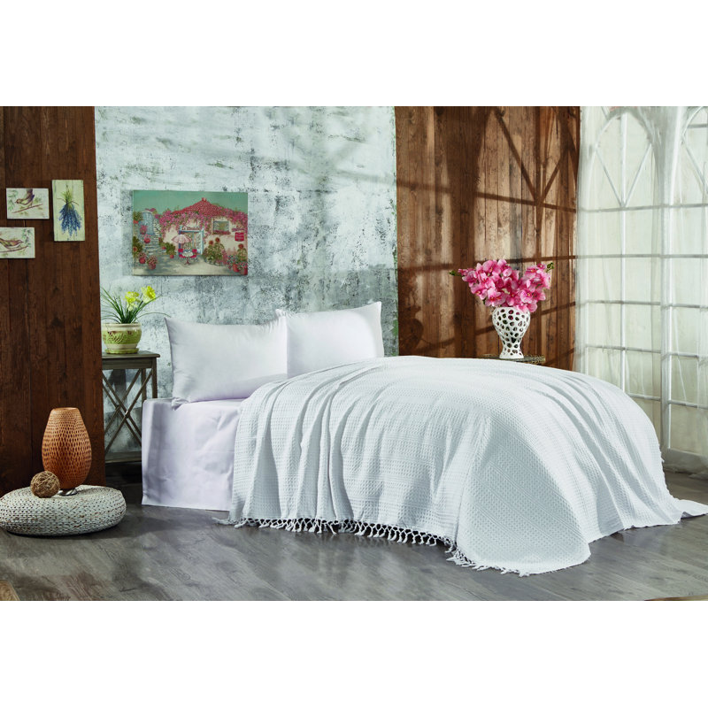 Couvre-lit / couvre-lit 100% coton Damaris, Blanc
