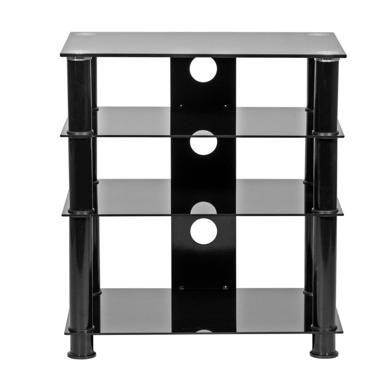 4 Shelf HiFi Rack, Black, Black