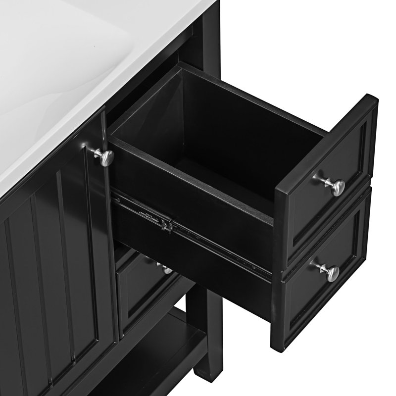 Meuble-lavabo de salle de bain avec lavabo, Noir