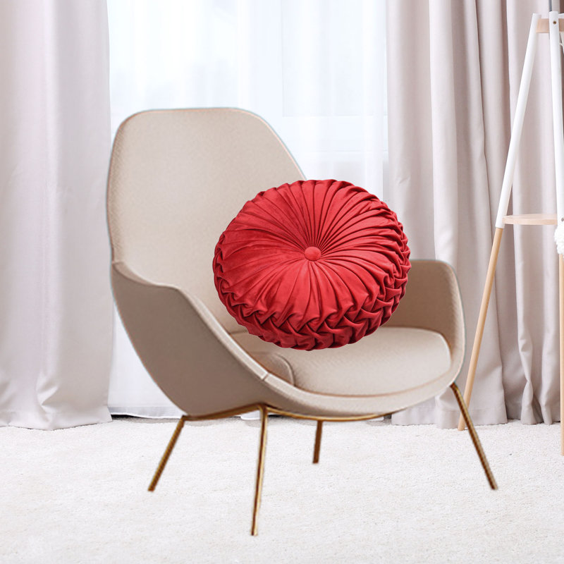 Lanajah Round Pillow Cover & Insert, Red
