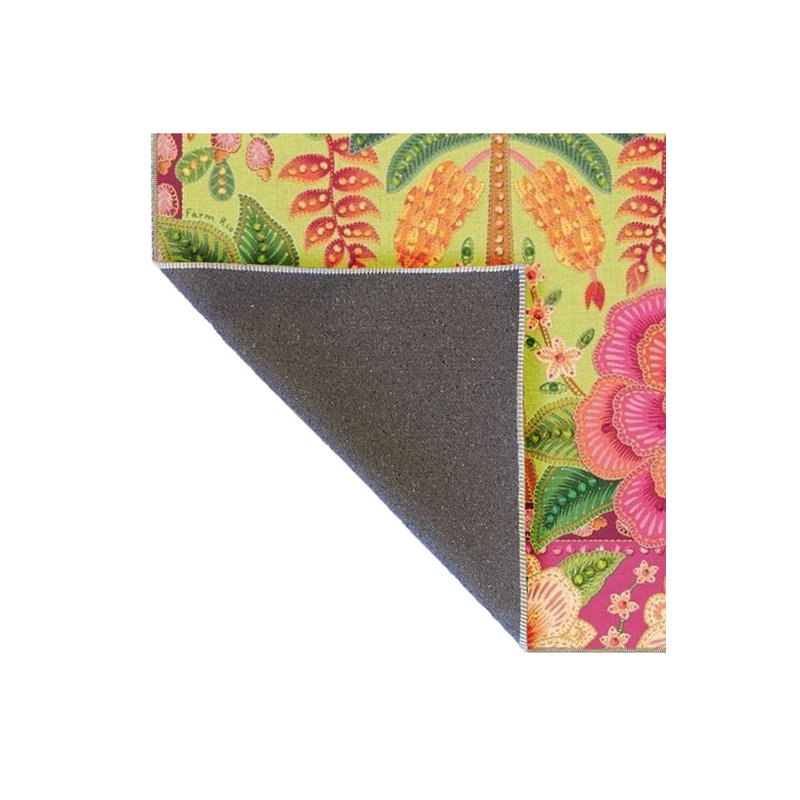 Tapis décoratif vert à motif perroquet et rose, Sous-tapis rectangulaire de 3 pi 3 po x 4 pi 11 po