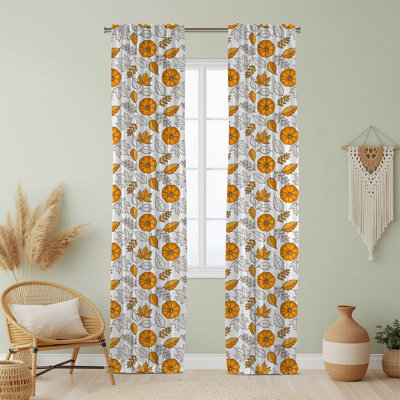Semi Sheer Fruit Print Curtain Single Panel