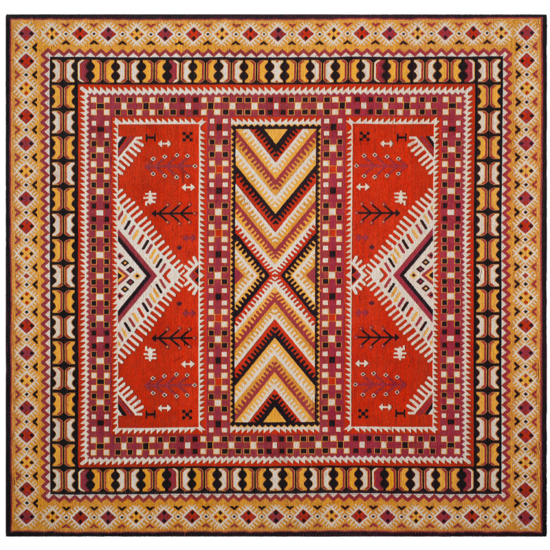 Tapis orange / or Aderito, Carré 6 pi