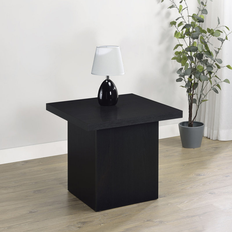 Table de bout carrée en bois d'ingénierie, Noir