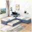 Modern Upholstered Platform Bed with Trundle and Two Drawers