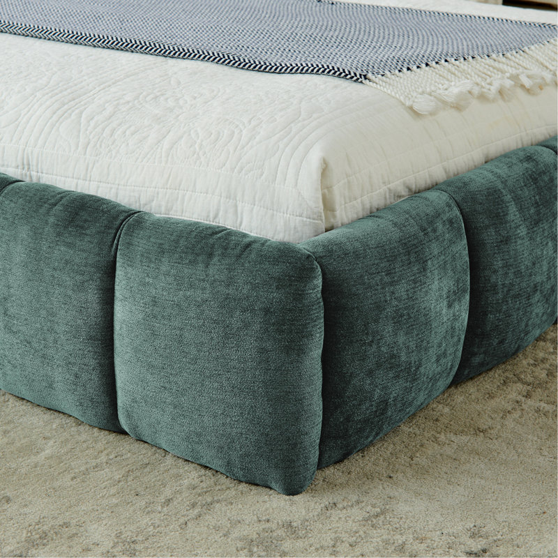 Lit tapissier en chenille, Bleu vert