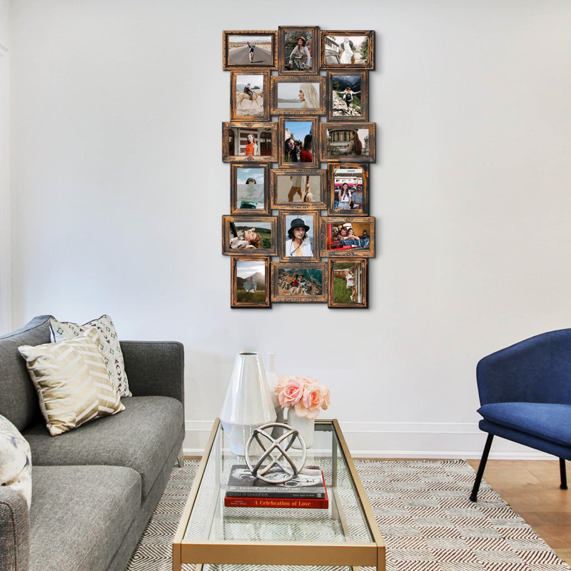 Ensemble de 18 cadres photo collage en PVC, Gold