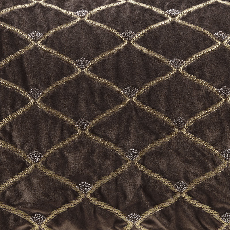 Luxurious Brown Velvet Embroidered Rectangular Throw Pillow