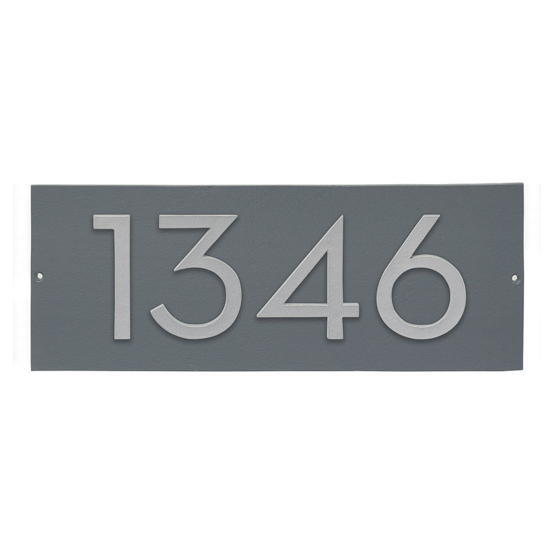 Plaque d'adresse horizontale flottante 4 po (4 chiffres), Argent, Oui, Gris
