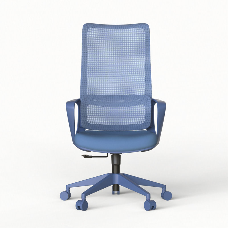 Chaise de bureau colorée et ergonomique avec dossier en filet, soutien lombaire réglable, capacité de 350 lb, ignifuge, Blue